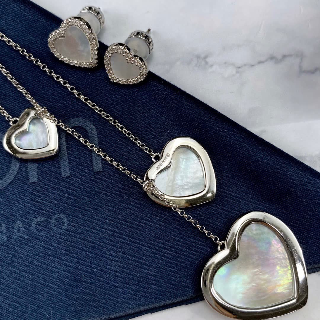 APM Monaco Heart Earrings with Diamonds and Mother-of-Pearl